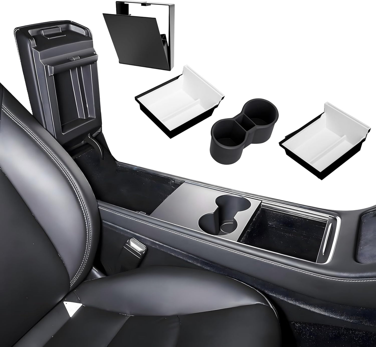 loonara® SpaceMax Elite Mittelkonsolen-Organizer - Geeignet für Tesla Model 3 & Model Y (inkl. Highland) - Premium-Zubehör für mehr Platz & Ordnung