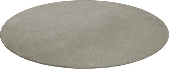 tectake® Kurzflorteppich - Rund - Ø120 cm - Sand - Teppich für Wohnzimmer, Schlafzimmer, Esszimmer - Pflegeleicht und waschbar - Anti-Rutsch-Unterlage - Allergikerfreundlich - Verschiedene Größen und Farben