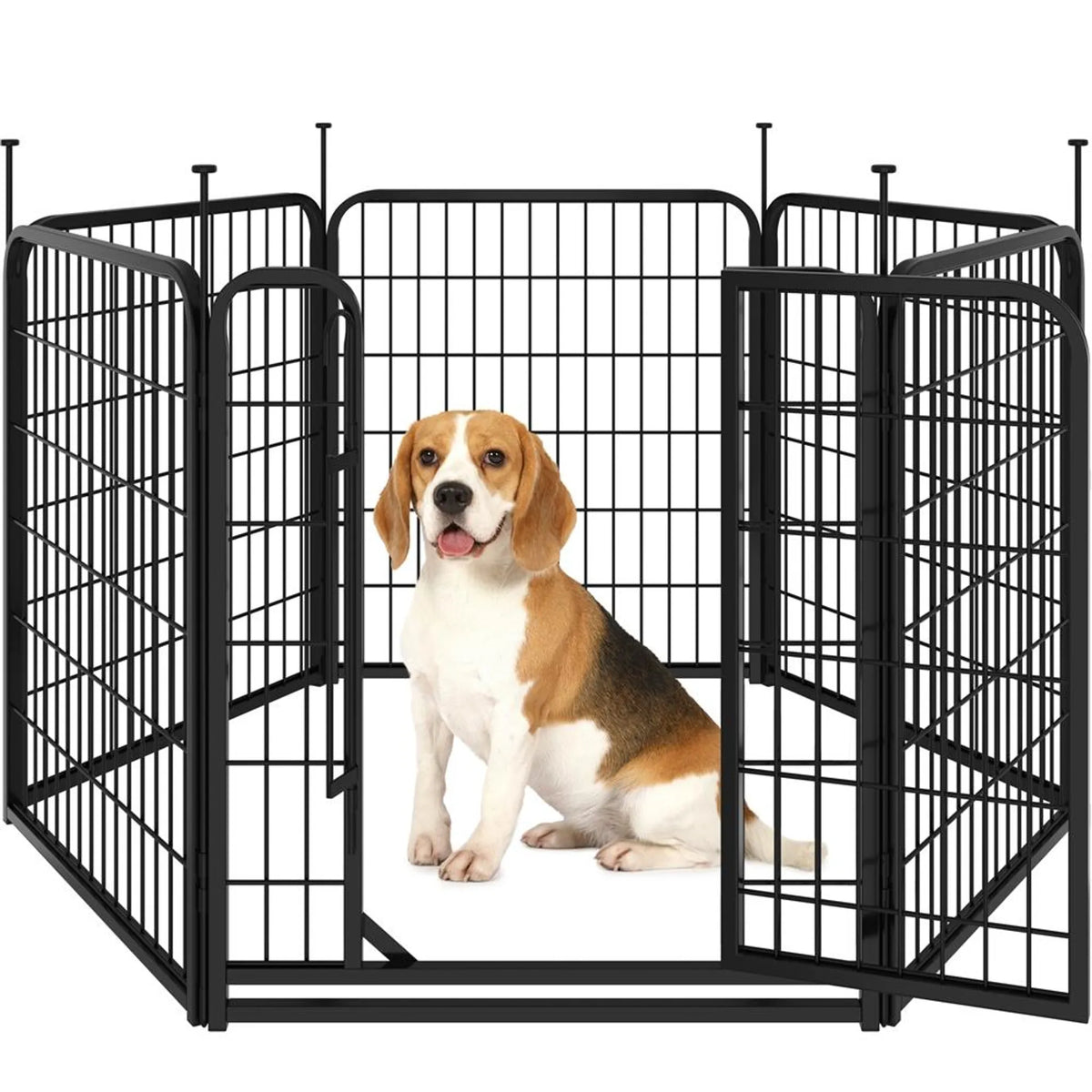 Yaheetech – Sicherer und flexibler Hundepark mit 6 Elementen, 80 cm – Mattschwarz – Metall