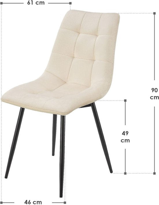 Stahl-Esszimmerstühle Blanca - 2er-Set - Beige - Samt