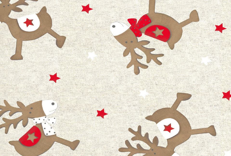 Dekor Weihnachts-Tischdecke Rentier-Muster - 45 x 140 cm - Weihnachtsdruck
