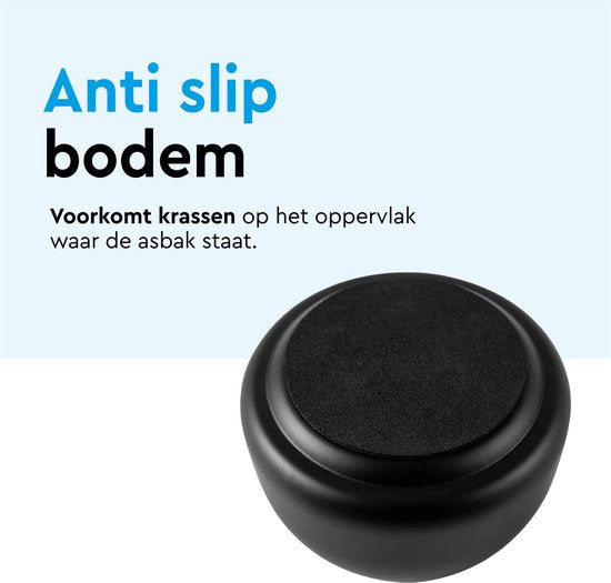 BRASQ Tischaschenbecher Schwarz mit Deckel - Edelstahl - 1 Liter Fassungsvermögen - Aschenbecher für den Innen- und Außenbereich