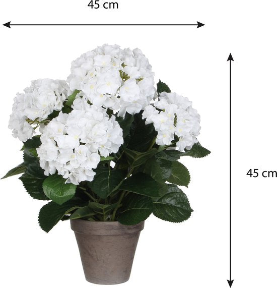 Mica Decorations Kunstpflanze Hortensie – weiß – 45 cm – im Topf – Kunstpflanzen/Kunstblumen