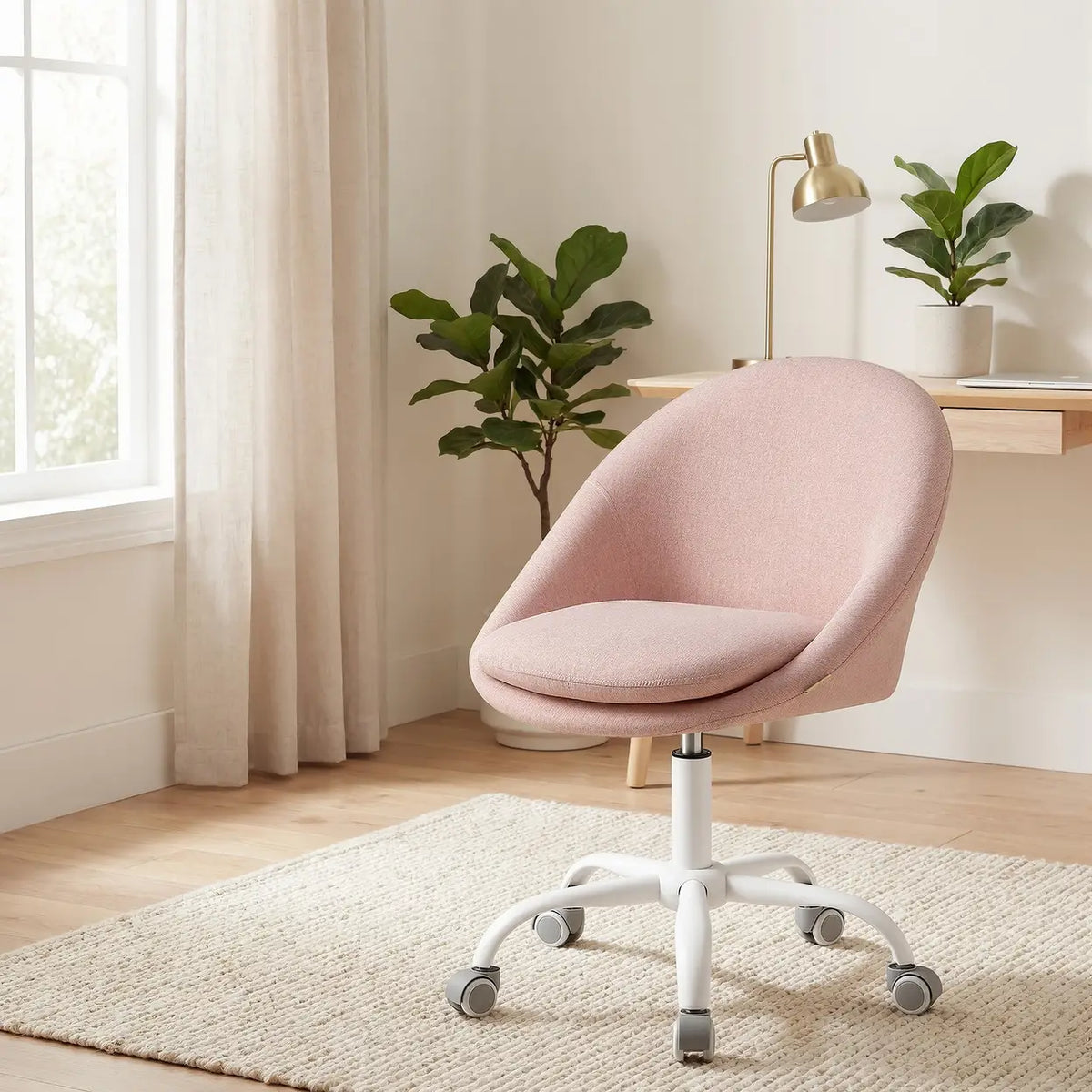 JOYFURNOS Drehbarer Bürostuhl – höhenverstellbar – rosa
