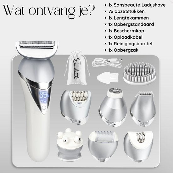 Sansbeauté® 7 in 1 Ladyshaves für Frauen - Gesicht - Achseln - Beine - Epilierer - Trimmer für Frauen & Damen - Bikini-Trimmer Damen - Rasierer Frau
