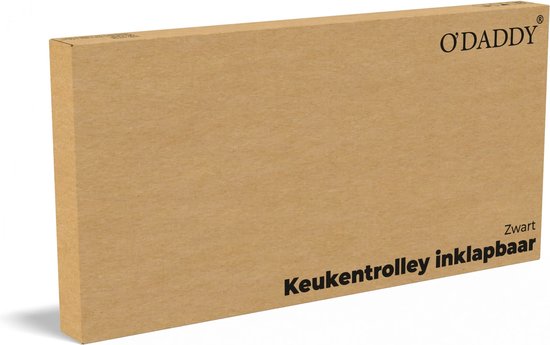 O'DADDY® Küchenwagen zusammenklappbar - 3 Lagen - Servierwagen auf Rädern - Küchenwagen - Rollbarer Tisch - Aufbewahrungswagen - Aufbewahrungswagen - Küchenregal - Schwarz