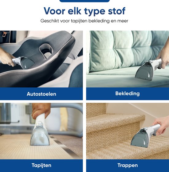 Heevey - Dampfreiniger - mit 100° Grad Dampffunktion - 3 Aufsätze - 1800ml Wassertank - Grau