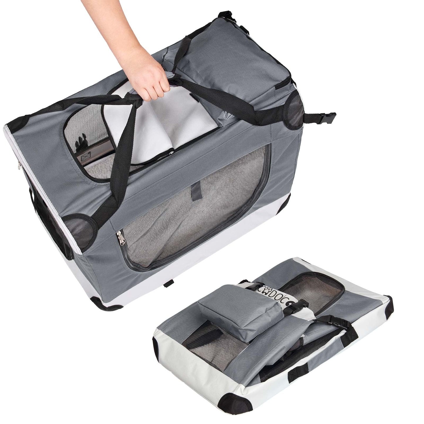 Cadoca Hundetransportbox XXL 90 x 61 x 65cm grau