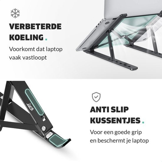 LURKÂ® Laptop-Ständer - Aluminium Laptop-Halterung - Verstellbar und klappbar - Ergonomisch - 6 Einstellwinkel