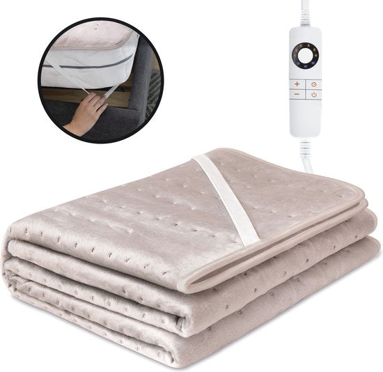STAUS&BACH CozySnug - Elektrische Unterbettdecke für 1 Person (100W) - Wärmedecke mit 6 Heizstufen und Timer (2, 4 und 6 Stunden) - Waschbare Decke - 150x80 cm - Dusty Pink