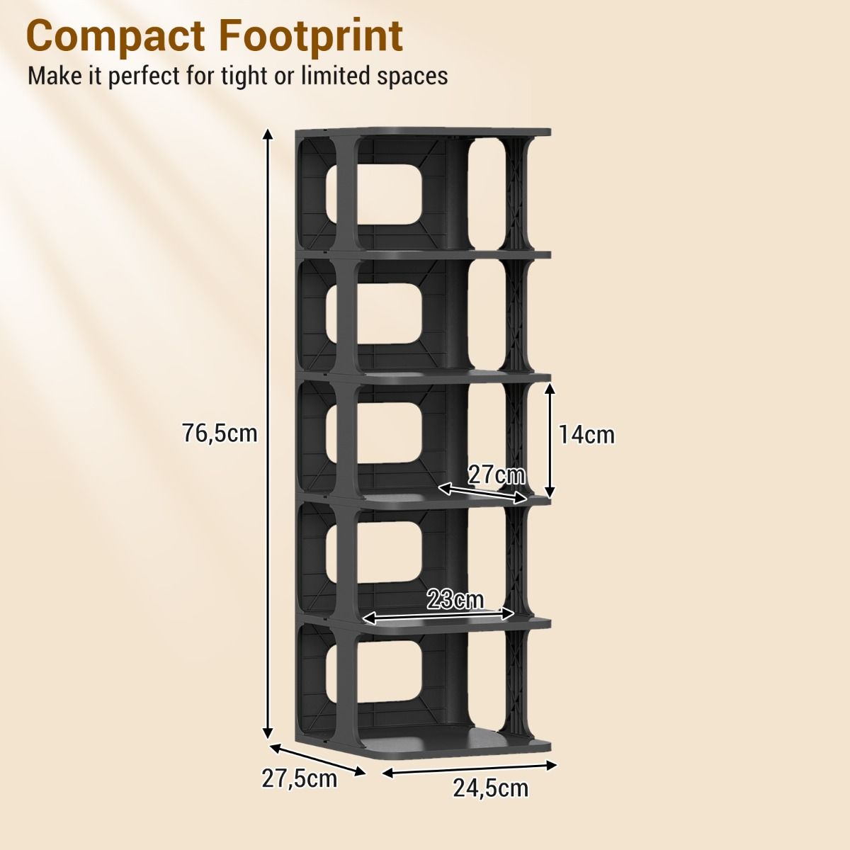 Coast stapelbares Schuhregal – 6 Ebenen – vertikal oder horizontal einsetzbar – schwarz