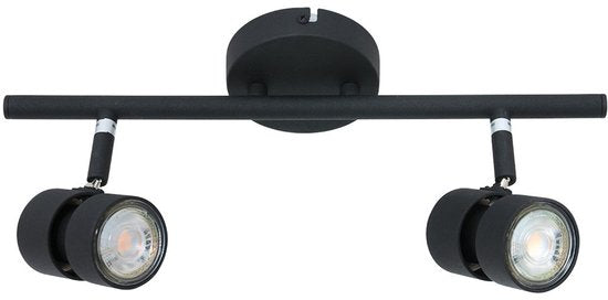 Spot Natasja 7902ZW – schwarzer 2-flammiger Spot aus Metall mit dimmbaren GU10-Fassungen für den Innenbereich in modernem Design
