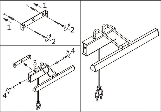 Steinhauer Litho Wandleuchte - LED - (H) 9,4cm - Metall - Schwarz