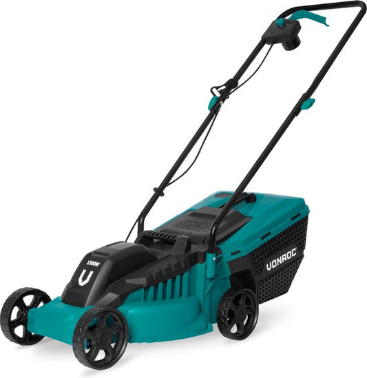 VONROC Elektro-Rasenmäher - 1300W - 32cm Schnittbreite - 30L Auffangbehälter + Füllanzeige - Einstellbare Schnitthöhe