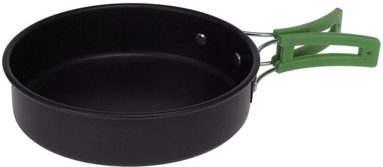 Redcliffs Outdoor Camping-Kochgeschirrset – 2-teilig – Aluminium/Edelstahl – schwarz/grün – Camping