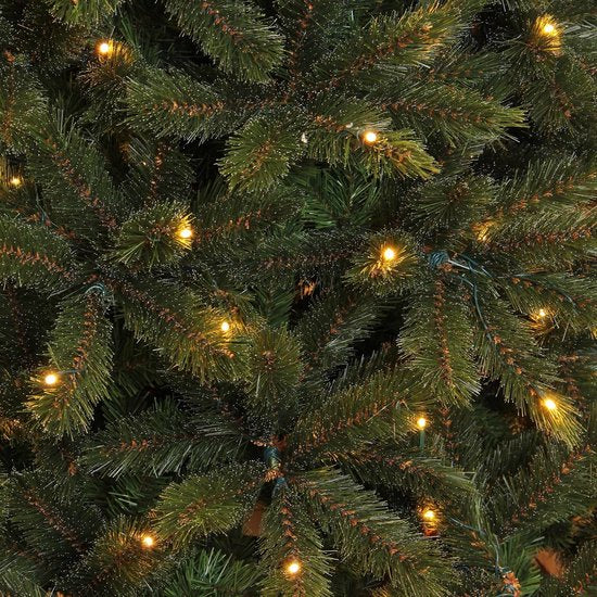 Triumph Tree Bristlecone Kunstweihnachtsbaum – Weihnachtsbaum mit Beleuchtung und 240 LED-Lämpchen – Kunstbaum mit Scharnierkonstruktion – H 215 x Ø 127 cm – Dunkelgrün – Für den Innenbereich