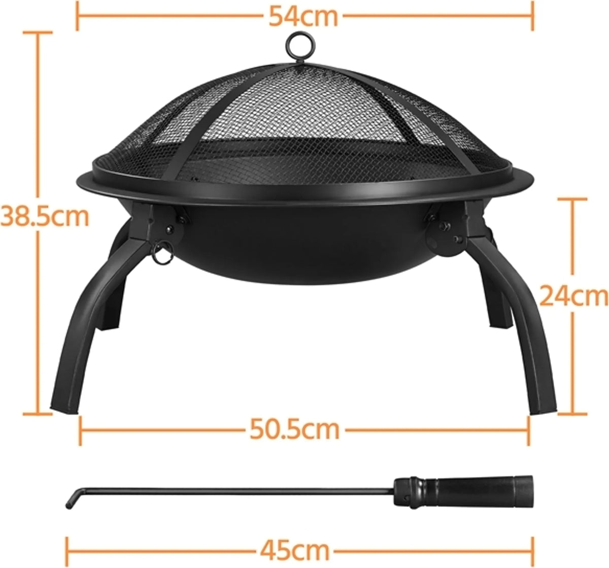 Yaheetech Zusammenklappbare Feuerschale 54 x 38,5 cm mit Tragetasche – Schwarz – Metall