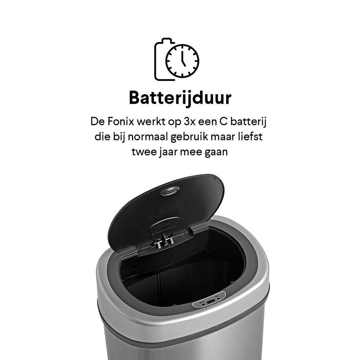 Homra FONIX Sensor-Abfalleimer Edelstahl 50 Liter - Automatischer Soft-Close-Deckel - 50L Design-Abfalleimer Silber - Infrarot-Sensor