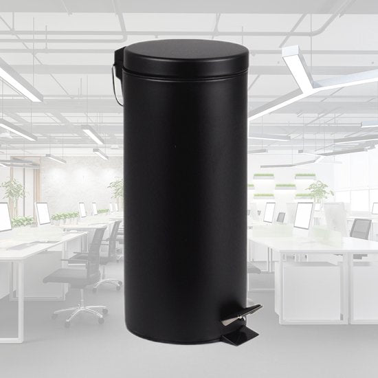 BRASQ Treteimer 30 Liter - Schwarz - PB130 - Mülleimer mit herausnehmbarem Treteimer - Mülleimer - Abfalleimer - Abfalleimer