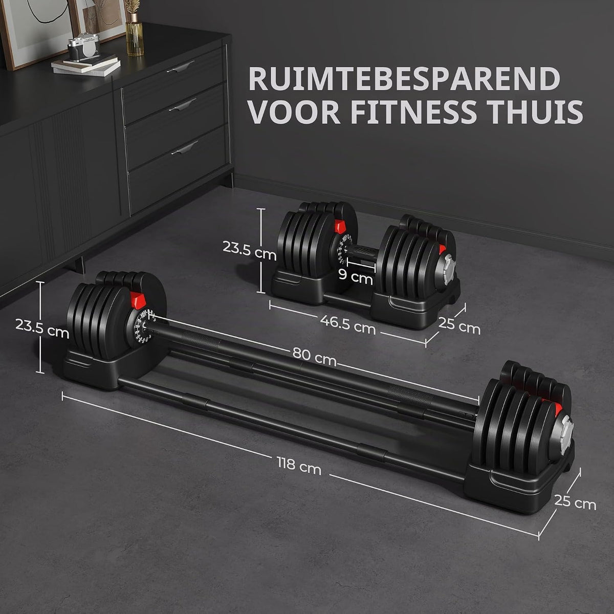 Yaheetech 2-in-1 verstellbares Hantelset 2–40 kg – Kurzhantel und Langhantel – Schwarz
