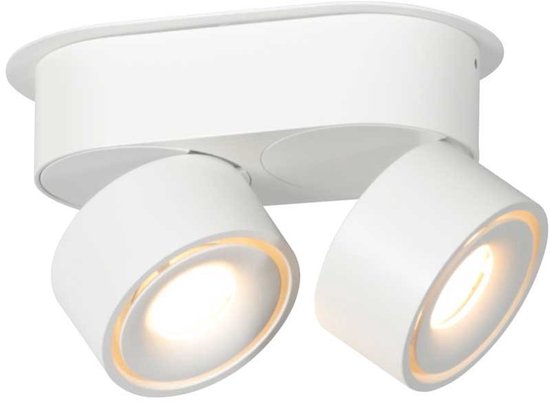 Weißer 2-Lampen-Spot Fez 2674W, dimmbar, dreh- und neigbar, Kunststoff/Metall, Modern, Mexlite