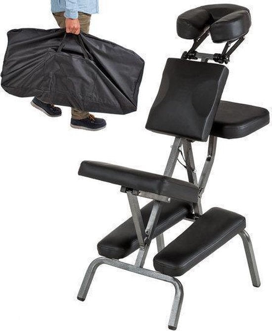 Tectake Massagesessel - Mit dicker Polsterung - Inklusive schwarzer Tragetasche - Schwarz
