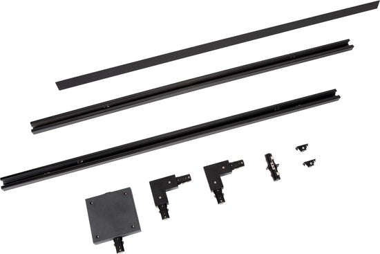 Lucide TRACK Starterset – 1-Phasen-Schienensystem / Schienenbeleuchtung – 2 Meter – Schwarz