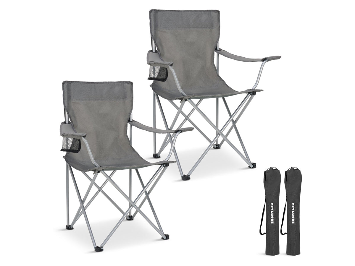 Trvlmore Campingstühle Basic 2er Set - Schwarz - 2.2 kg pro Stuhl - Kapazität 120 kg