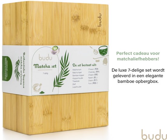 Budu Matcha-Set 7-teilig - Matcha-Besen - Matcha-Schale - Matcha-Besen - Matcha-Starter-Set - Sieb - Matcha-Geschenkset - Weihnachtsgeschenk