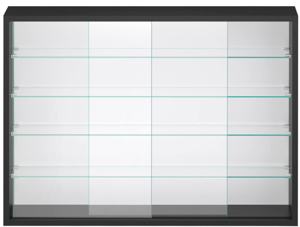 VDD Vitrine – Wandvitrine mit Schiebetüren – 75 x 55 x 14 cm – Schwarz
