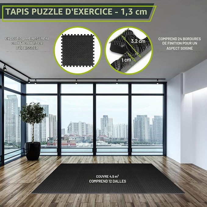 EVA-Fitness-Bodenmatte 4,5 m² – 12 Puzzle-Fliesen – rutschfest & schalldämpfend
