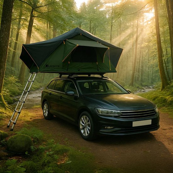 Dachzelt Lago - 2 Personen - Inkl. Matratze - Schwarz/Olivgrün