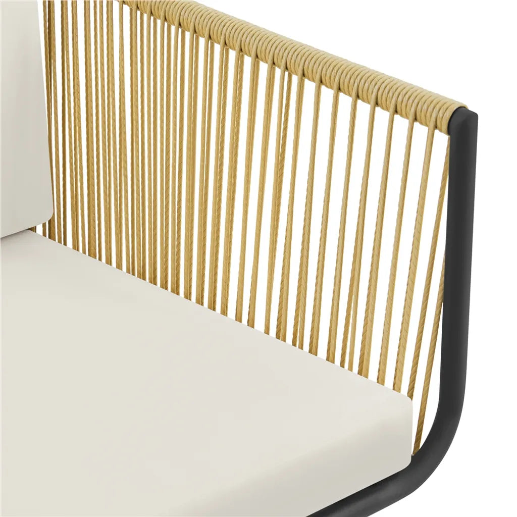Yaheetech Gartenmöbel-Set, 3-teilig – Hellbraun/Cremefarben – Balkon-Set aus Polyrattan mit rundem Beistelltisch sowie Sitz- und Rückenkissen