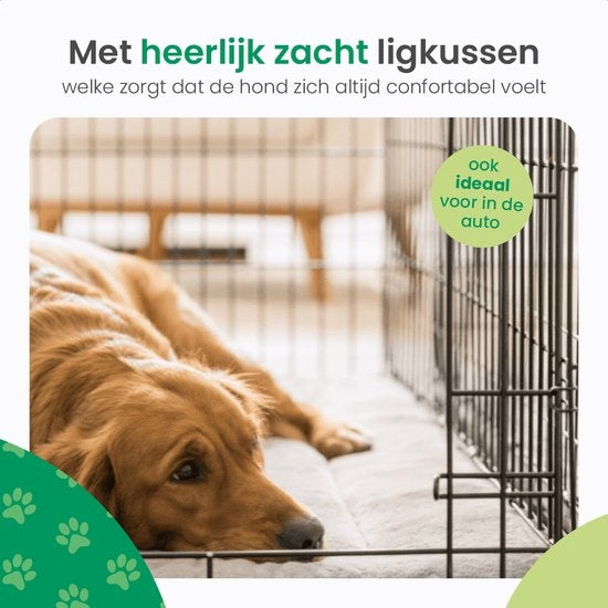 Gopets Hundebank faltbar XL - Bank - Für Hunde - Inkl. Hundekissen - 2 Türen - 107 x 71 x 76 cm