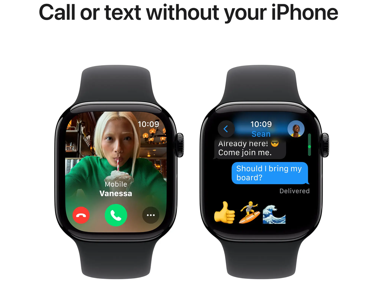 Apple Watch Series 10 42 mm – Diamantschwarz Aluminium – Schwarzes Sportarmband