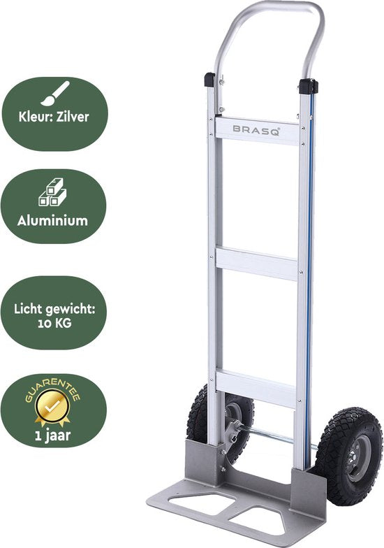 BRASQ Faltbarer Aluminium-Trolley - Kapazität 250 KG - Transportwagen - Plattformwagen - Trolley