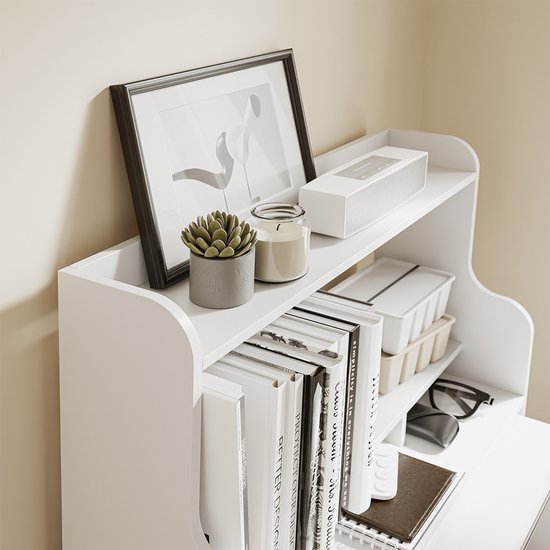 SoBuy Wandklapptisch FWT105-II-W – Multifunktionaler, platzsparender Klapptisch mit Rollen – Zusammenklappbarer Schreibtisch mit Schublade und Ablagen – Weiß