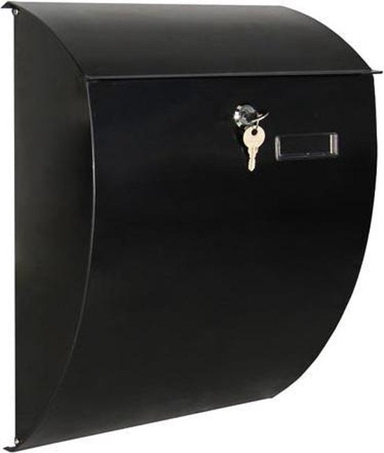 Perel Briefkasten Nice, Wandmontage, gewölbte Front, mit Namensschild, inkl. 2 Schlüssel, Maße (H x B x T) 40 x 31 x 16 cm, schwarz