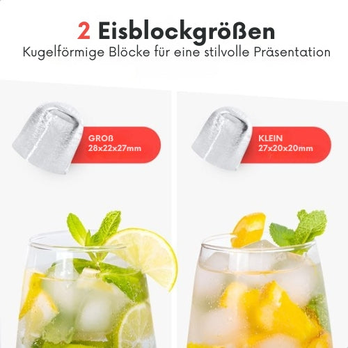 Kitchenwell - Eiswürfelmaschine - 1.3L - 6min - Selbstreinigungsfunktion - Tragbar - Schwarz