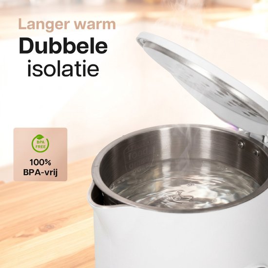 HomeShift® Wasserkocher mit Temperaturregelung – Warmhaltefunktion – doppelwandig – elektrisch – 1,7 Liter – 2200 W – weiß