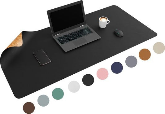 WURK - Doppelseitige Schreibtischunterlage - Kunstleder und Kork - 120x60cm - Schwarz
