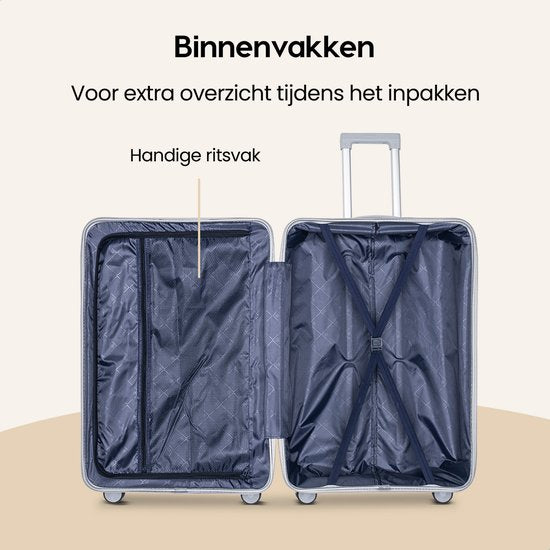 SKYCASES Urban Adventurer - Mittlerer Reisekoffer - Zahlenschloss - 44x27x66cm - 78L - Reisekoffer mit Kofferschloss - Spinner-Räder - Hellgrau