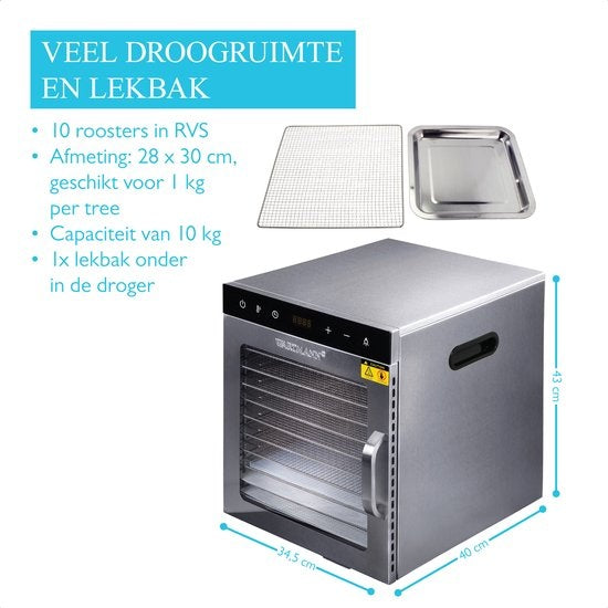 Wartmann 2110 DH Lebensmitteltrockner, Trockenschrank, Dehydrator, Edelstahl, 10-lagig.