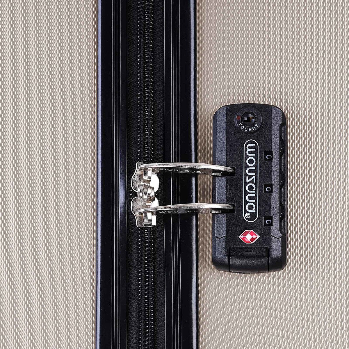 Monzana Exopack Handgepäckkoffer 41 Liter – 53 x 37 x 21 cm – Hartschalenkoffer mit TSA-Schloss und 4 Doppel-Lenkrollen – Champagner