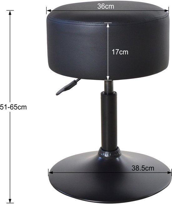 VDD – Hocker – Schwarzer Hocker – Höhenverstellbare Hocker – Hocker zum Sitzen – Höhenverstellbarer Hocker