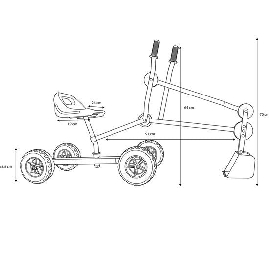 AXI Dean Sandkastenbagger Blau/Schwarz – 4 Räder – um 360° drehbarer Sitz