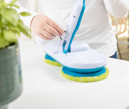 Mediashop Hurricane Floating Mop elektrischer Wischmopp – wiederaufladbarer Bodenwischer zum Wischen, Schrubben und Polieren – mit 2 × 3 Mikrofaser-Pads – Mail-Order-Edition