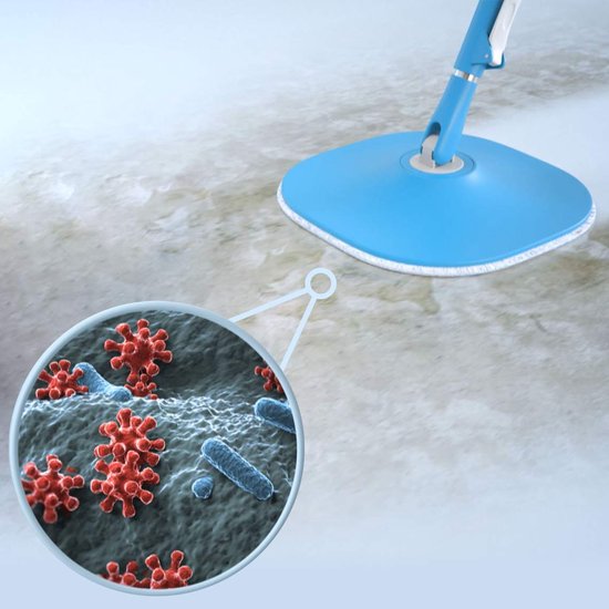 Livington Clean Water Spin Mop Frischwasser-Wischsystem inklusive Reinigungsmittel und Pads – trennt Schmutzwasser von Sauberwasser – Wischmopp für jeden Bodenbelag – um 360° drehbarer Wischkopf – Versandhandelsausgabe