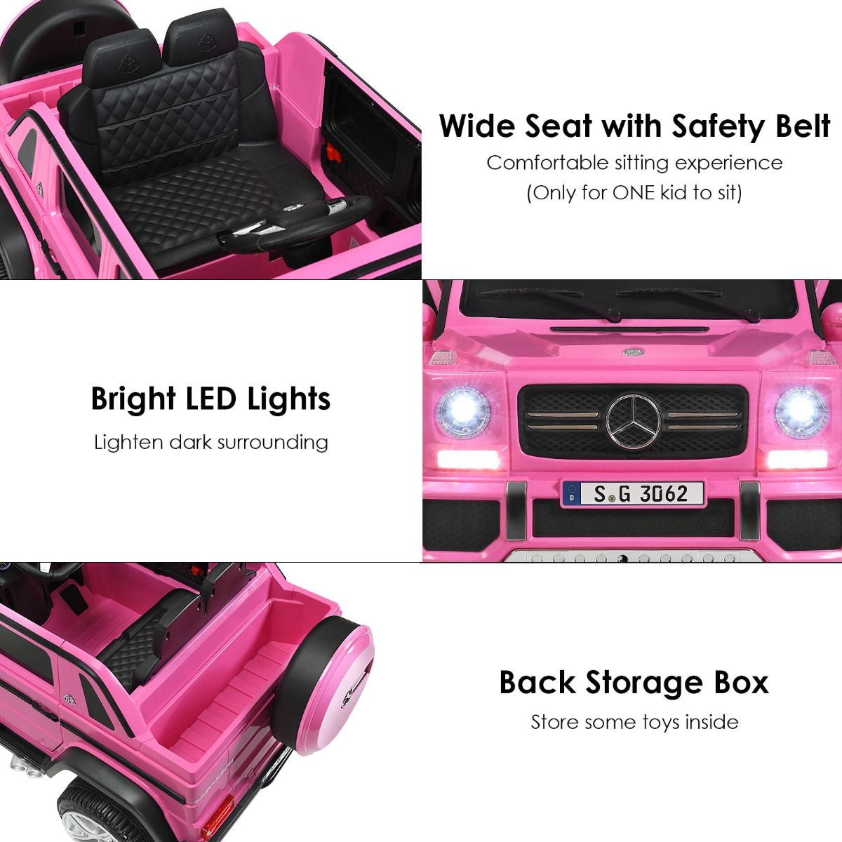 Coast Elektrisches Kinderauto - Mercedes Benz - bis zu 8 Jahren - Max. 30 kg - Rosa