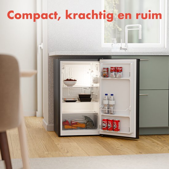 KitchenBrothers Tischkühlschrank - 88L - Freistehend - Schwarz - Kompakter Minikühlschrank mit verstellbaren Ablagen
